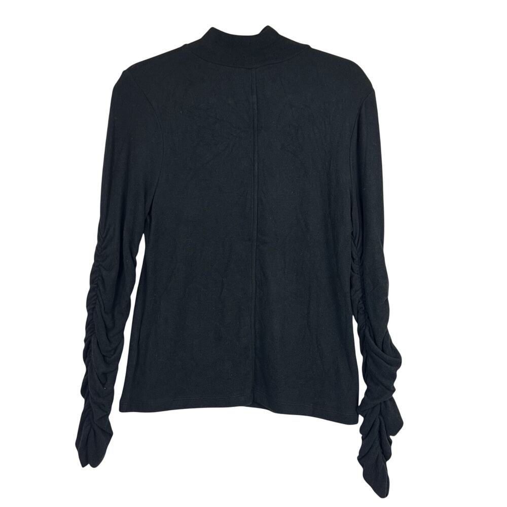 EUC Anthropologie Medium Black Ruched Extra Long Sleeve Turtleneck Women's Top - Picture 4 of 10